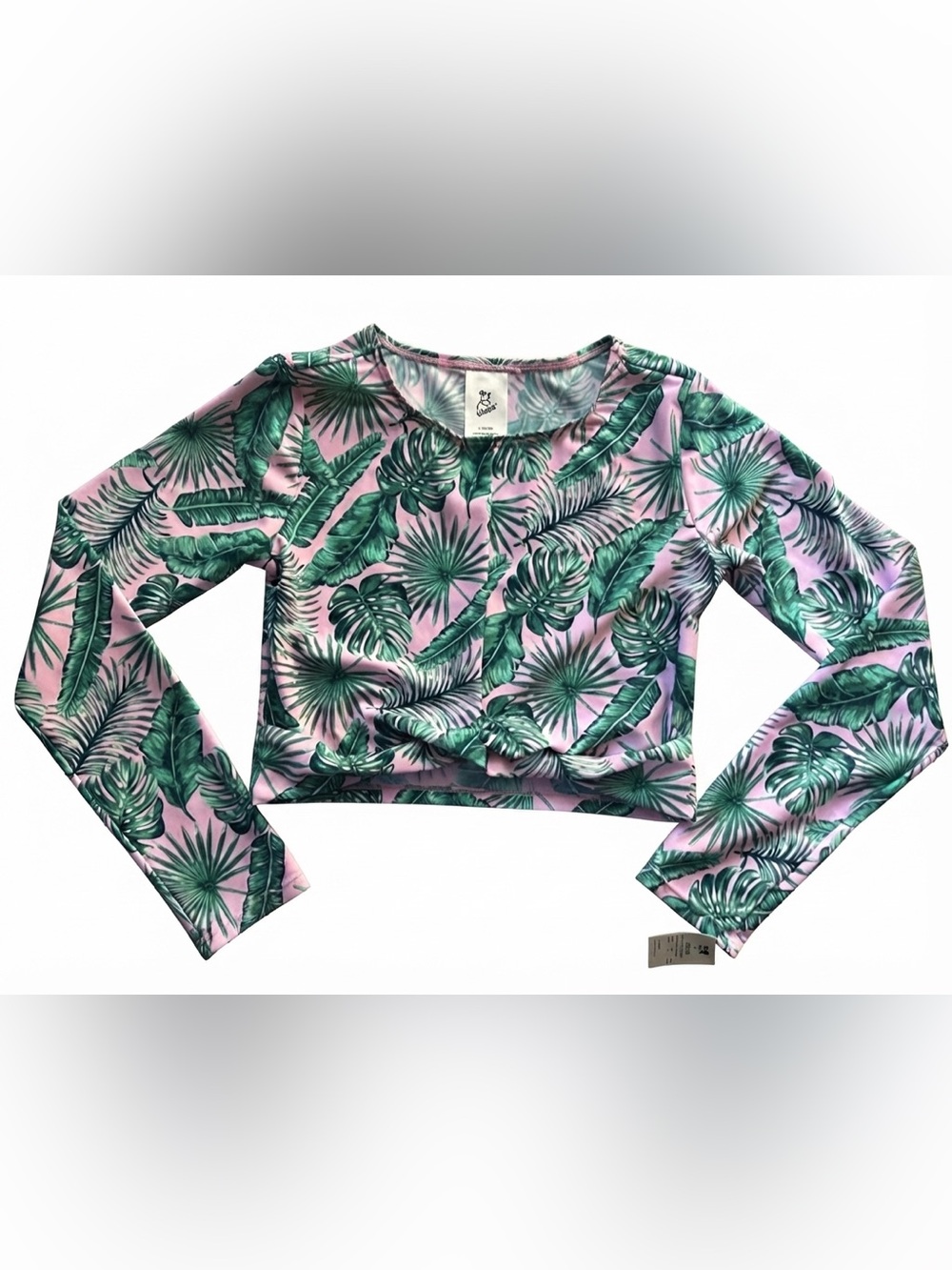 Art Class Girls Long Sleeve Rashguard Monstera Tropical Print size L (10/12) NWT